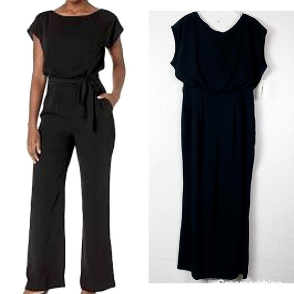 Eliza J Blake Black Cap Sleeve Wide Leg Jumpsuit Size 14 - Picture 1 of 11
